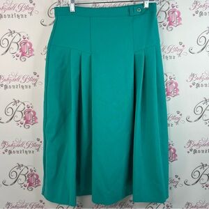 Skirt vintage buttons blue green pleats Elegant Teal Pleated Women's Skirt